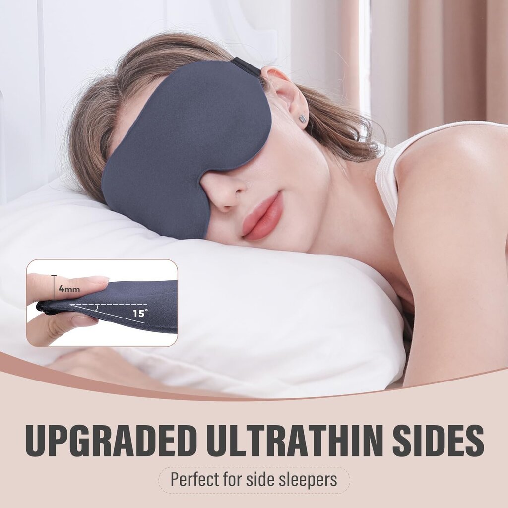 Sleep Sleeper, Sleep Sleeper, 100% valoa estävä 3D Sleeping Eye Mask, pehmeä hengittävä silmäsuoja naisille, miehille, rentouttava nollapaineinen yösilmäside hinta ja tiedot | Yöasut ja pyjamat | hobbyhall.fi