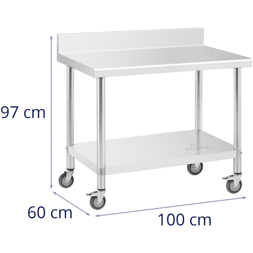 Pöytä, seinälle kiinnitettävä työtaso reunalla, pyörillä, 1 hylly, 100 x 60 cm, 155 kg asti hinta ja tiedot | Työtasot | hobbyhall.fi