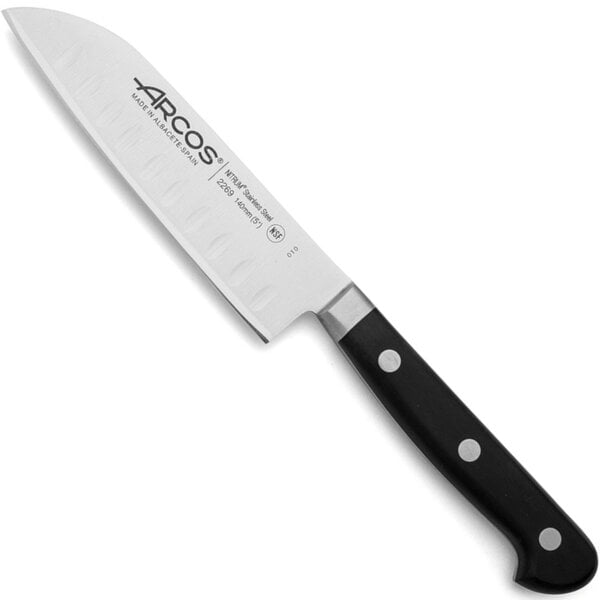 Japanilainen Santoku-veitsi silkkisellä reunalla, musta, 140 mm