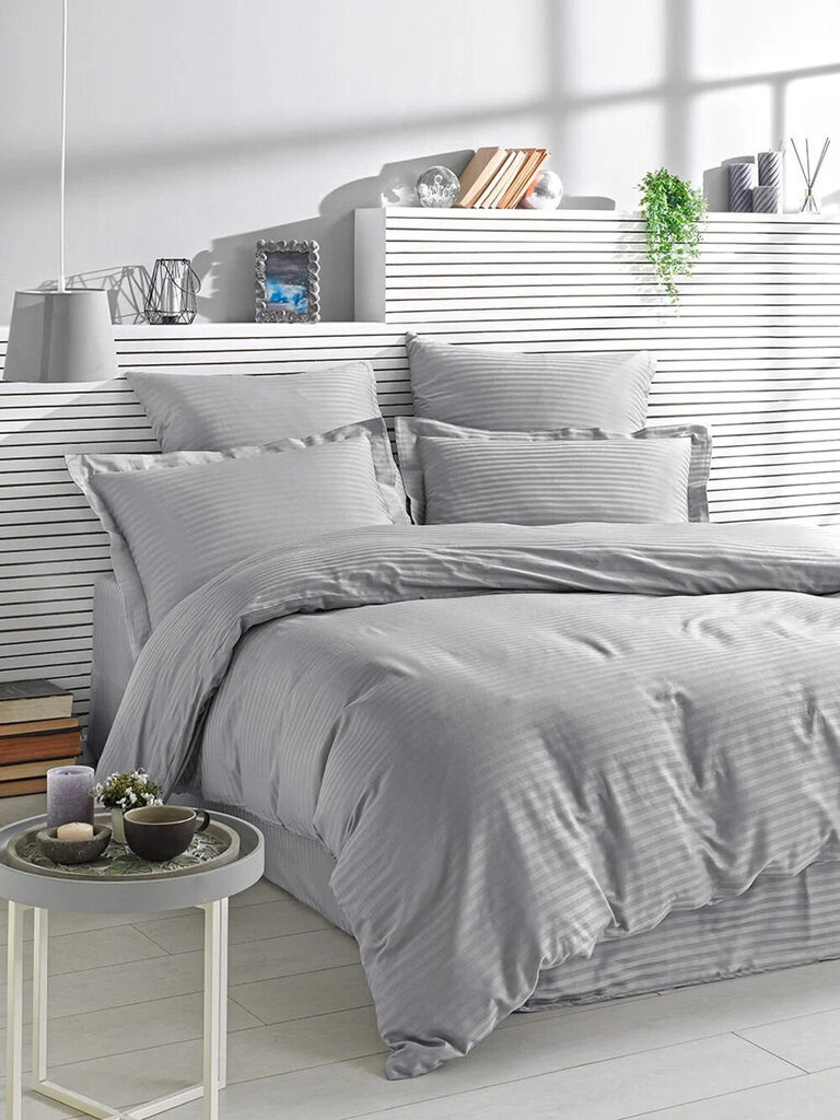 Premium Stripe hopea-satiinipuuvilla, 4-osainen vuodevaatteet, Karna Home Hotel Line, 200x220 hinta ja tiedot | Pussilakanat ja tyynyliinat | hobbyhall.fi