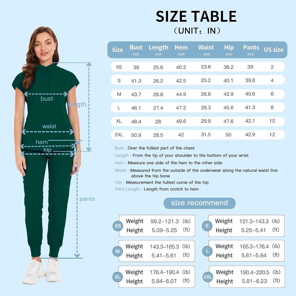 Scrubs-setti naisille Sairaanhoitajan univormu lenkkeilypuku Stretch Top & Housut, joissa on monitasku sairaanhoitajan työvaatteille hinta ja tiedot | Naisten setit ja haalarit | hobbyhall.fi