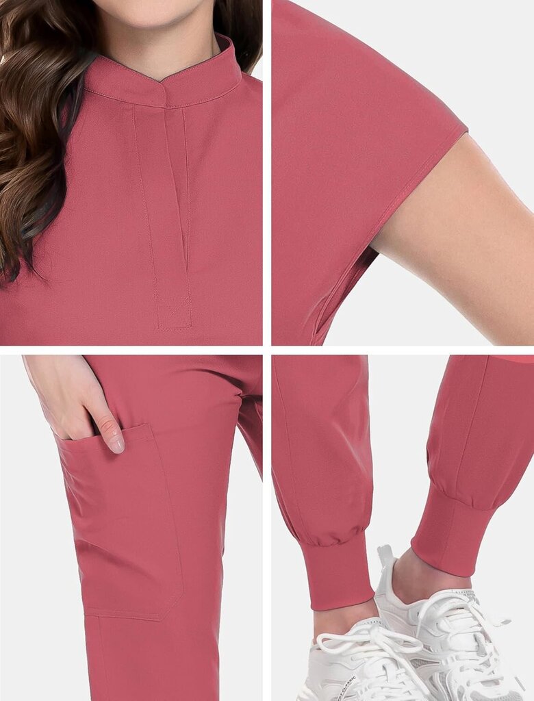 Scrubs-setti naisille Sairaanhoitajan univormu lenkkeilypuku Stretch Top & Housut, joissa on monitasku sairaanhoitajan työvaatteille hinta ja tiedot | Naisten setit ja haalarit | hobbyhall.fi