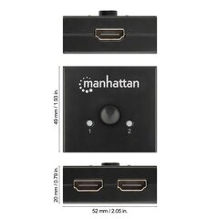 Vaihda Mahattan 2-porttinen kaksisuuntainen HDMI 2x1 tai 1x2 4K * 30Hz hinta ja tiedot | Verkkokytkimet | hobbyhall.fi