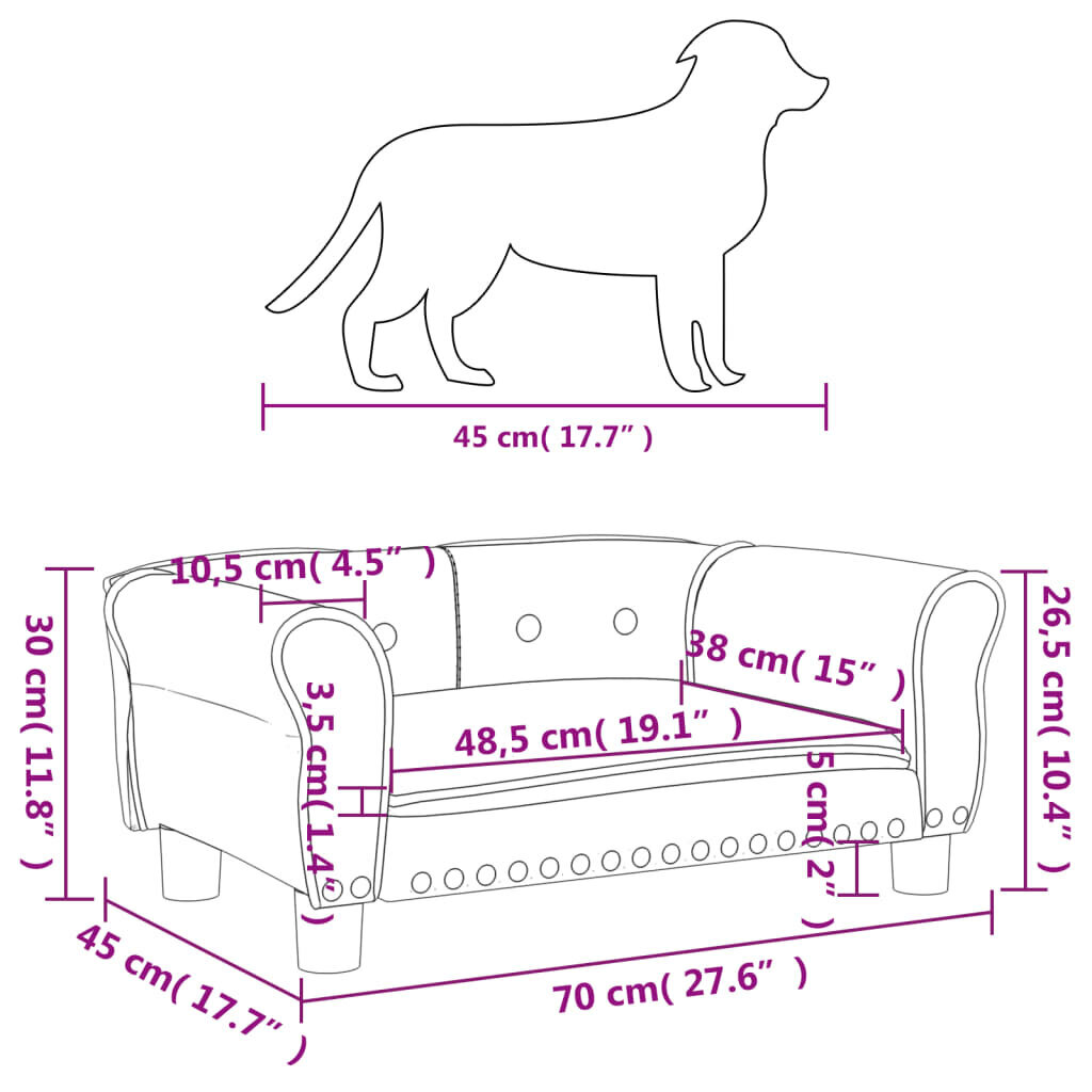 Koiran sänky, cappuccino väri, 70x45x30cm, keinonahka hinta ja tiedot | Pedit ja pesät | hobbyhall.fi