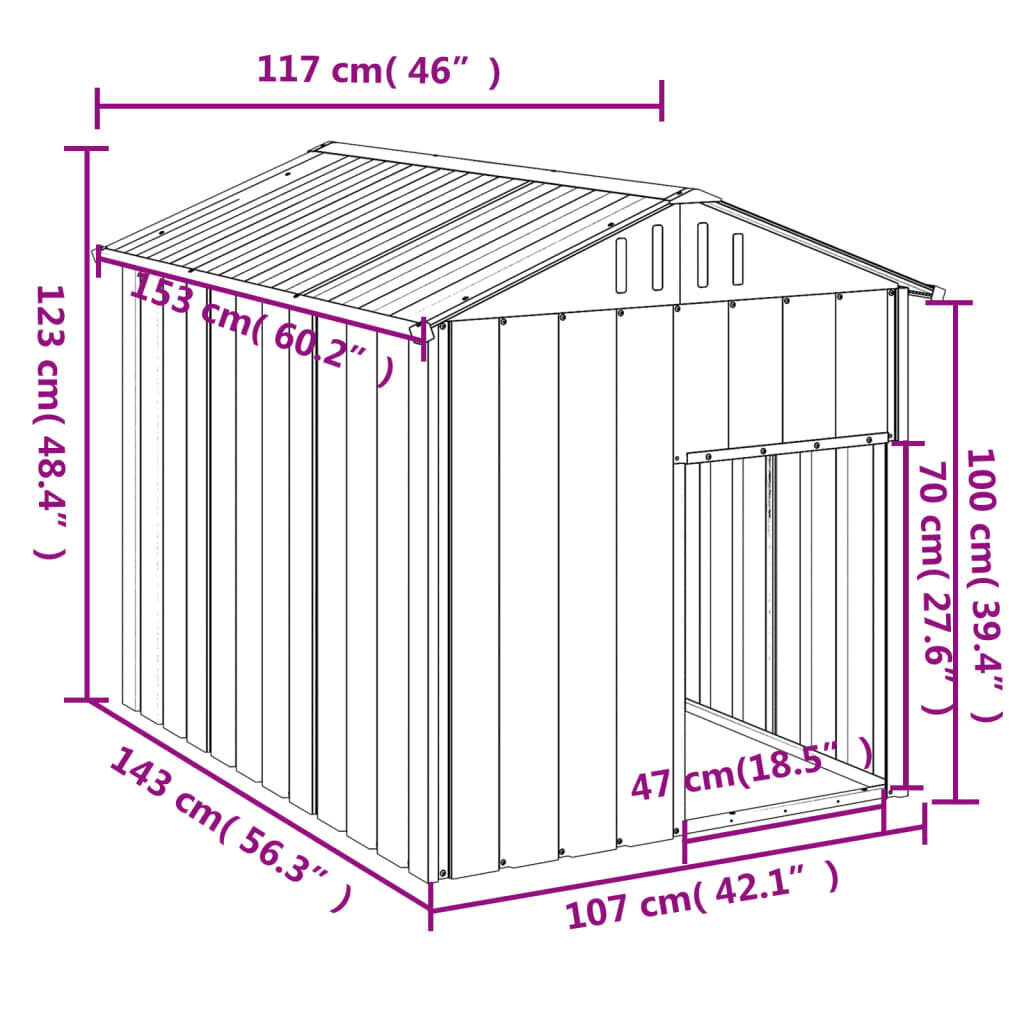 Koiran häkki katolla, 117x153x123 cm hinta ja tiedot | Pedit ja pesät | hobbyhall.fi