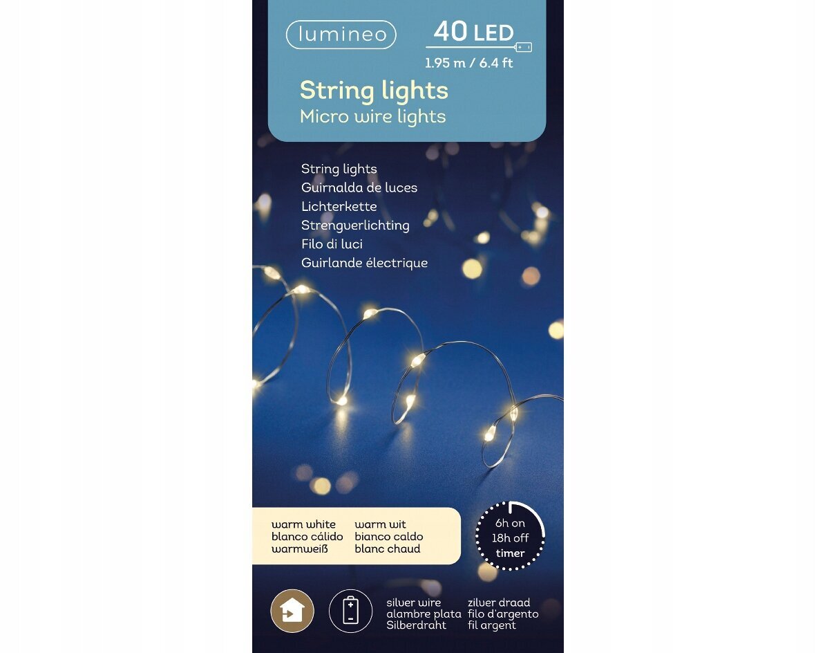 Jouluvalot mikro LED lämmin valkoinen 1,95 m hinta ja tiedot | Joulukoristeet | hobbyhall.fi