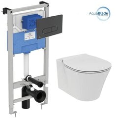 Ripustettu WC-sarja kehyksellä. Sarja sisältää wc: n Ideal Standard Connect Air AquaBlade hitaasti laskeutuvalla kannella ja Prosys 120M esiseinäjärjestelmällä ja mustalla WC-painikkeella. hinta ja tiedot | WC-istuimet | hobbyhall.fi