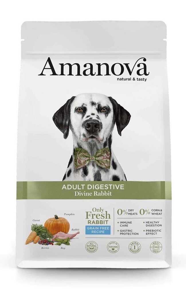 Amanova Adult Digestive Divine Rabbit aikuisille koirille kaninlihalla, 2 kg hinta ja tiedot | Koiran kuivaruoka | hobbyhall.fi