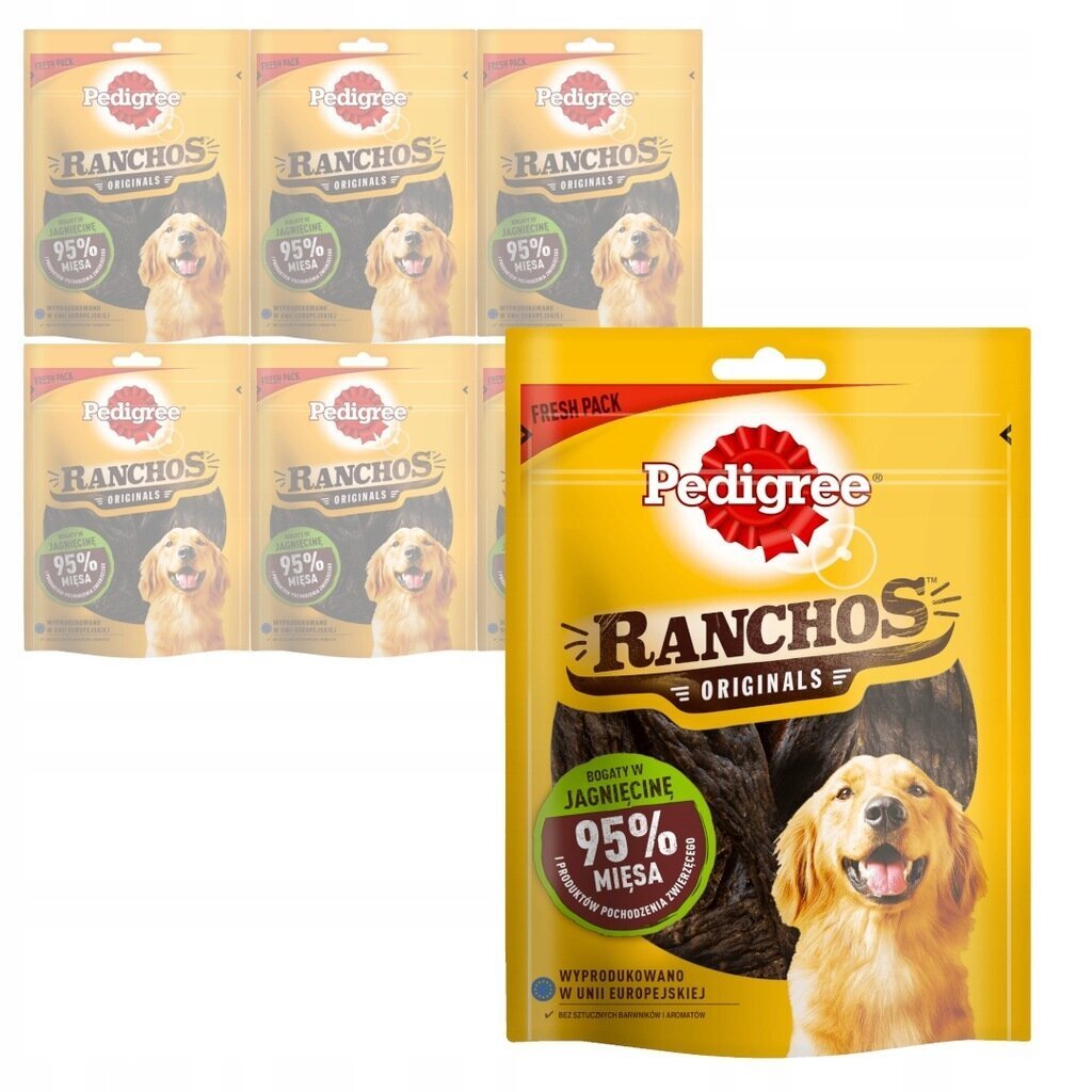 Pedigree Ranchos 95% lammasta, 7x70 g hinta ja tiedot | Koiran herkut | hobbyhall.fi