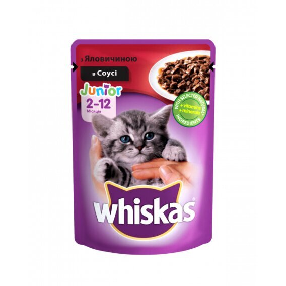 Whiskas Junior jauniems kačiukams su jautiena, 18+6x100 g hinta ja tiedot | Kissanruoka | hobbyhall.fi