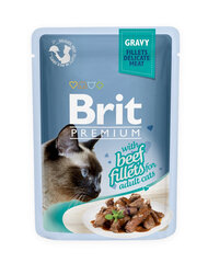 Brit Premium Cat Fillets in Gravy su jautiena, 24x85 g hinta ja tiedot | Kissanruoka | hobbyhall.fi