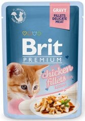 Brit Premium Cat Fillets in Gravy Kitten jauniems kačiukams su vištiena, 24x85 g hinta ja tiedot | Kissanruoka | hobbyhall.fi