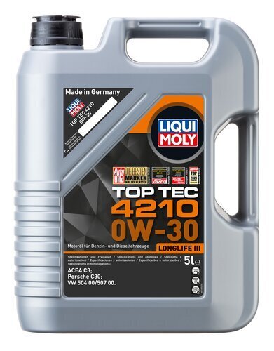 Liqui Moly TOP TEC 4210 0W-30 moottoriöljy, 5L hinta ja tiedot | Moottoriöljyt | hobbyhall.fi