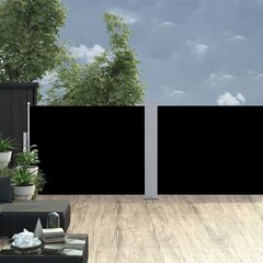 vidaXL Sisäänvedettävä sivumarkiisi 120x1000 cm musta hinta ja tiedot | Aurinkovarjot ja markiisit | hobbyhall.fi