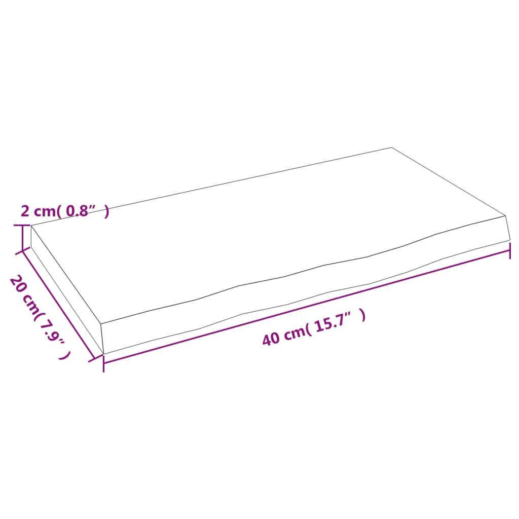 vidaXL Seinähylly tummanruskea 40x20x2 cm käsitelty täystammi hinta ja tiedot | Hyllyt | hobbyhall.fi