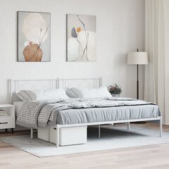 vidaXL Metallinen sängynrunko päädyllä valkoinen 193x203 cm hinta ja tiedot | Sängyt | hobbyhall.fi