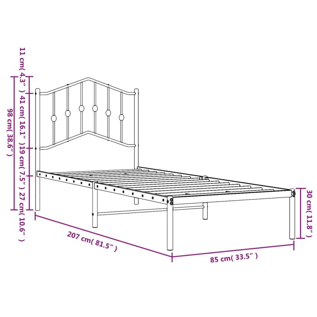 vidaXL Metallinen sängynrunko musta 80x200 cm hinta ja tiedot | Sängyt | hobbyhall.fi