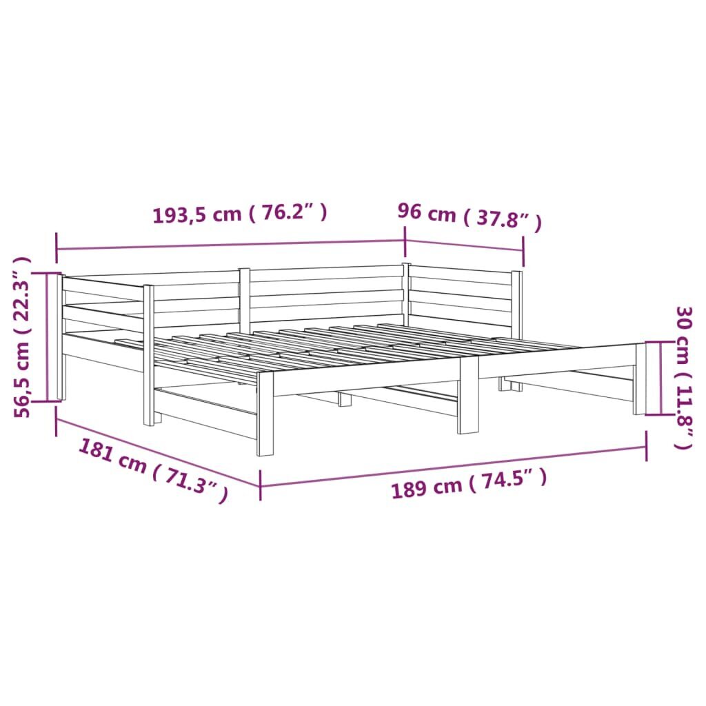 vidaXL Vuodesohva valkoinen 90x190 cm hinta ja tiedot | Sängyt | hobbyhall.fi