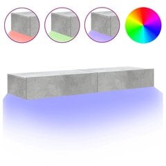 vidaXL TV-taso LED-valoilla, 60x35x15,5 cm, betoninharmaa, 2 kpl hinta ja tiedot | TV-tasot | hobbyhall.fi