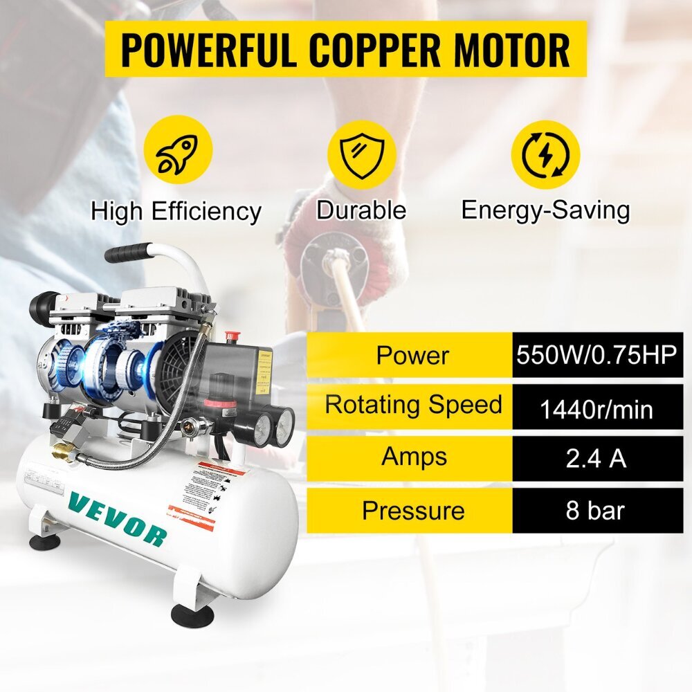 Ilmakompressori Vevor, 9L, 550W hinta ja tiedot | Kompressorit | hobbyhall.fi