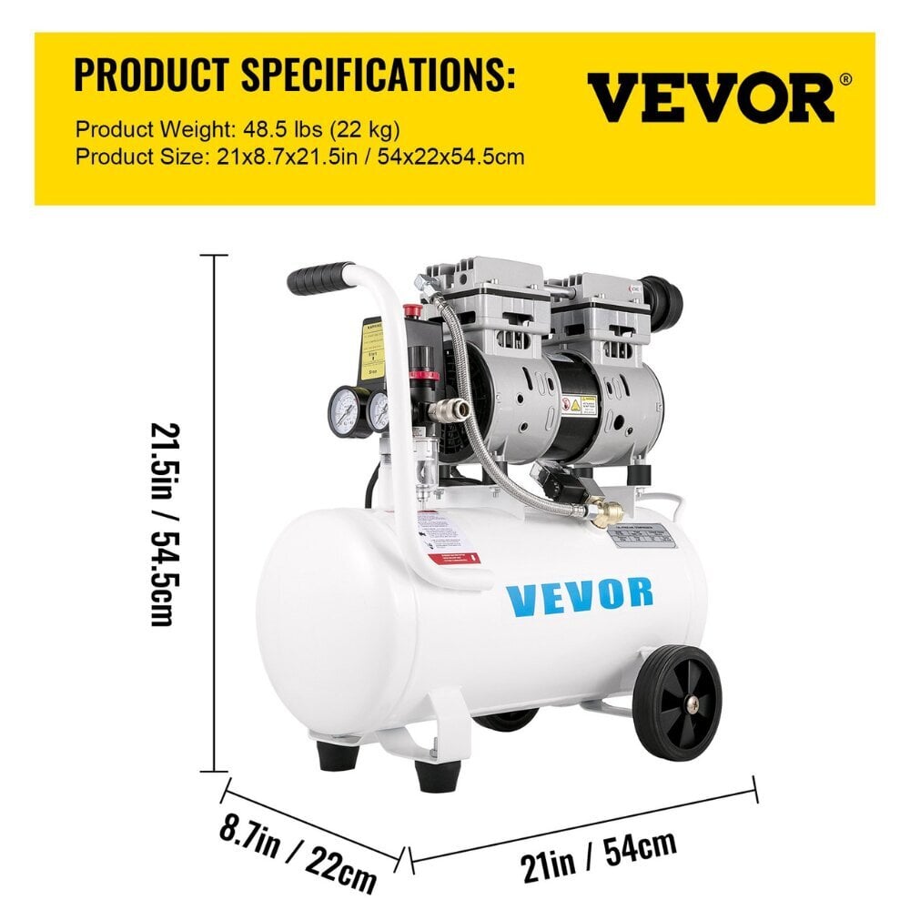 Kompressointi-ilmakompressori Vevor, 25L, 750W, 165 l / min hinta ja tiedot | Kompressorit | hobbyhall.fi