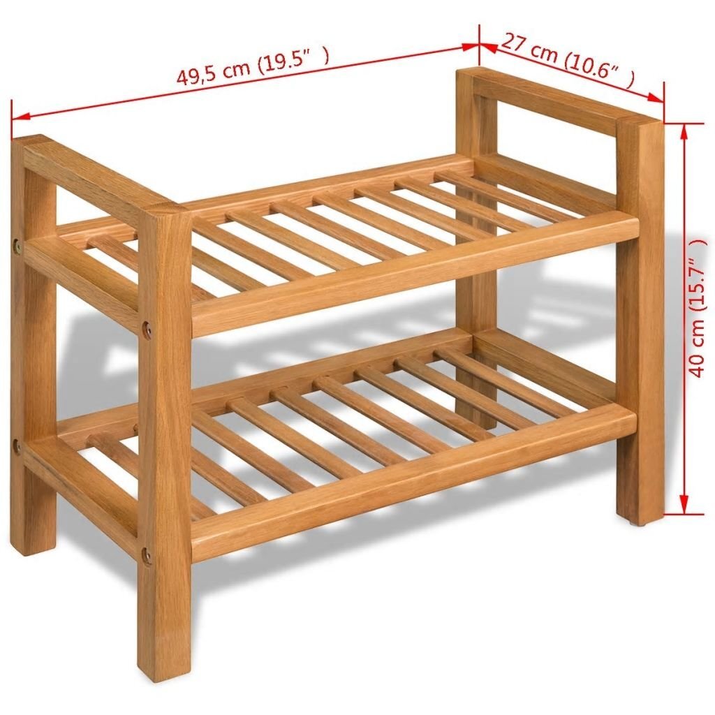 vidaXL Kenkäteline 2:lla hyllyllä 50x27x40 cm täystammi hinta ja tiedot | Kenkäkaapit ja -hyllyt | hobbyhall.fi