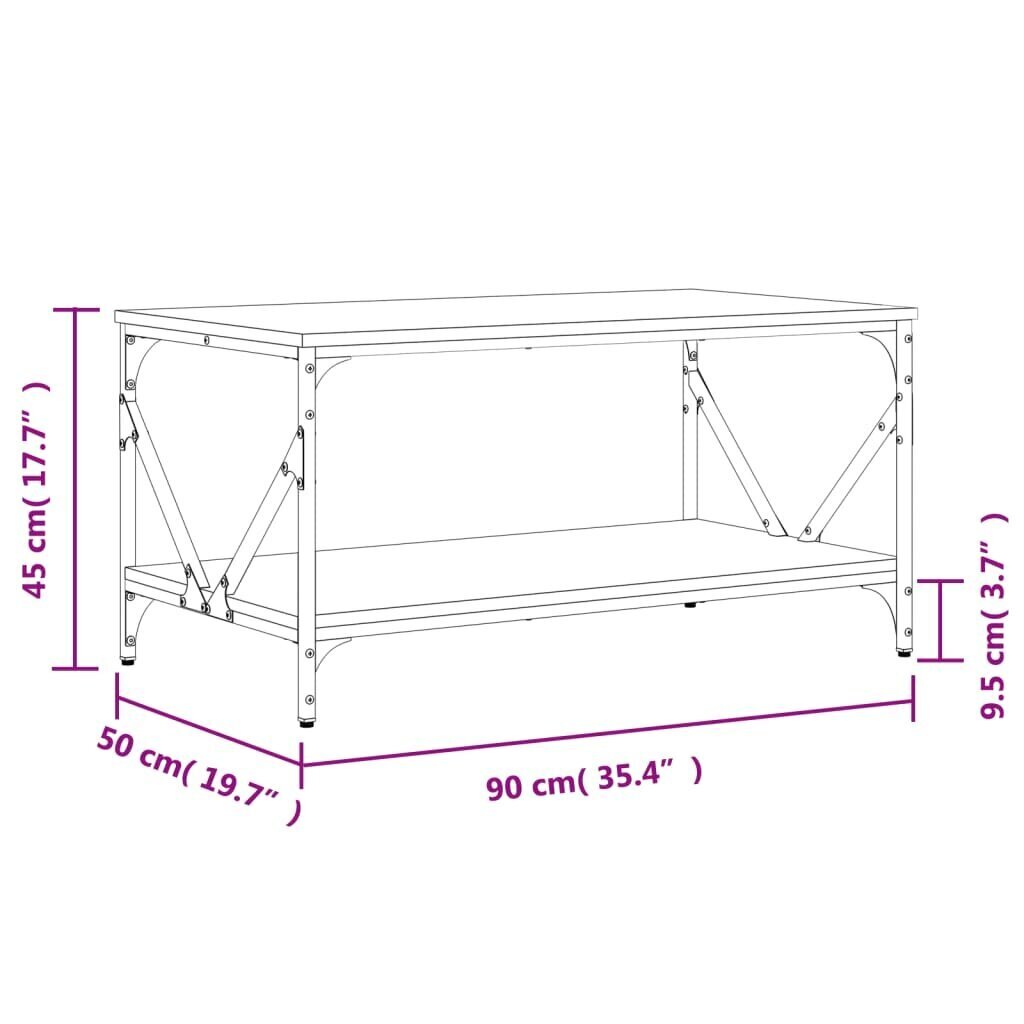 vidaXL Sohvapöytä musta 90x50x45 cm tekninen puu hinta ja tiedot | Sohvapöydät | hobbyhall.fi