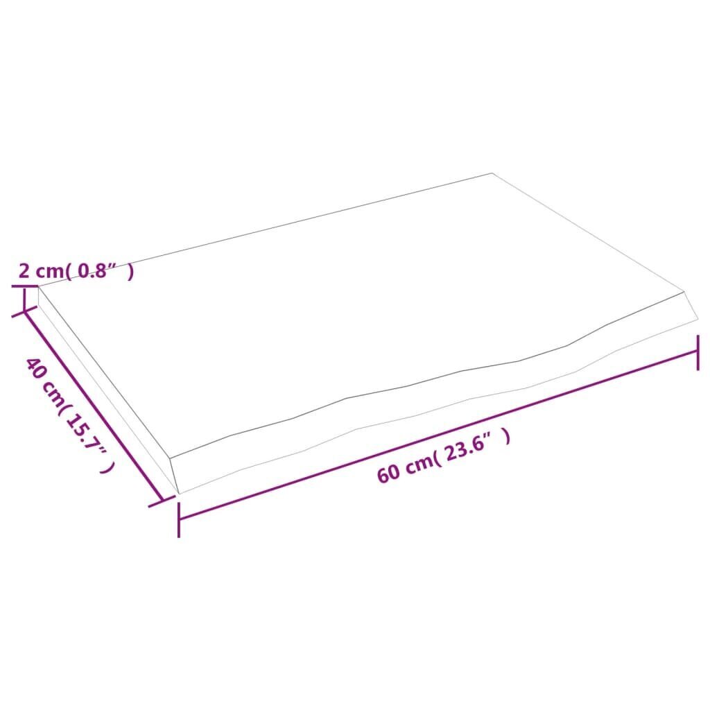 vidaXL Kylpyhuoneen työtaso t.ruskea 60x40x2 cm käsitelty täysi puu hinta ja tiedot | Pöytälevyt | hobbyhall.fi