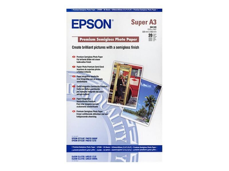 EPSON valokuvapaperi puolikiiltävä A3 20sh hinta ja tiedot | Tulostustarvikkeet | hobbyhall.fi