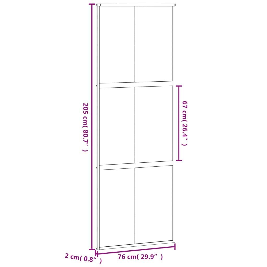 vidaXL Liukuovi musta 76x205 cm karkaistu lasi ja alumiini hinta ja tiedot | Sisäovet | hobbyhall.fi