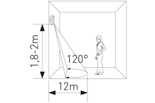 Liiketunnistin CR-23 PET, max 1200W, AC220-240V, 120*, 12m, ± 1,8-2,2m, IP65, CR-CR23000-00 hinta ja tiedot | GTV Kodin remontointi | hobbyhall.fi