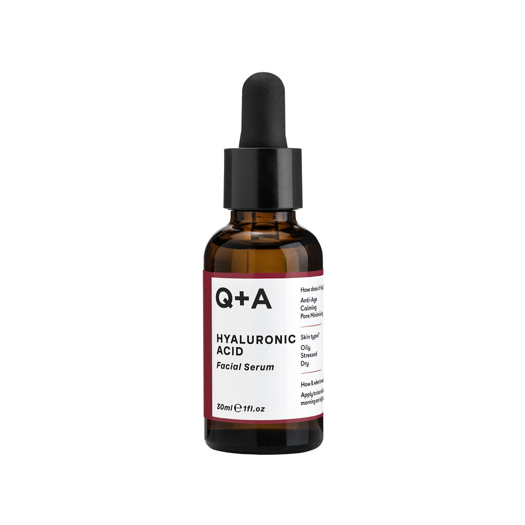 Q+A - Hyaluronic Acid Facial Serum, 30ml - kosteuttava kasvoseerumi, jossa on hyaluronihappoa. hinta ja tiedot | Kasvoöljyt ja seerumit | hobbyhall.fi