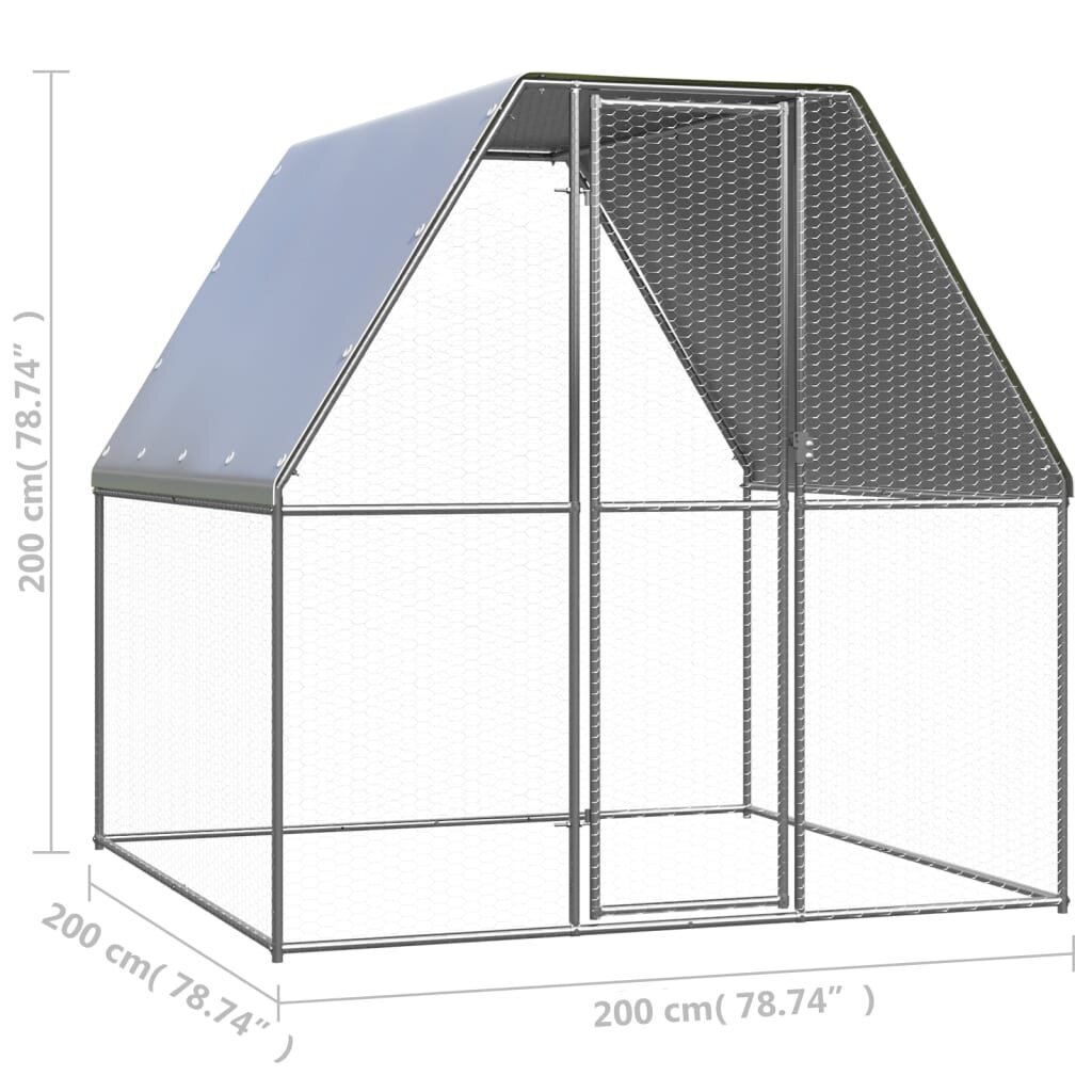 vidaXL Ulkotilan kanahäkki 2x2x2 m galvanoitu teräs hinta ja tiedot | Kuljetushäkit ja kuljetuslaatikot | hobbyhall.fi