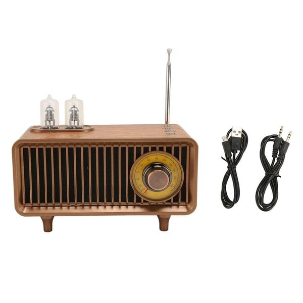 Mini puinen FM-stereoääniradio Vintage puujäljitelmä kannettava Bluetooth-kaiutin