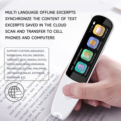 Käännöskynätuki BT WiFi 1 Gt 8 Gt 134 Online Voice Translations Scan Reader Pen 3 tuuman HD-näytöllä valkoinen hinta ja tiedot | Kaiuttimet | hobbyhall.fi