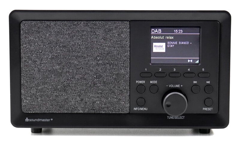 soundmaster® DAB350SW Pöytäradio DAB+, FM USB, musta