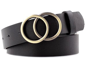 NAISTEN VYÖ DOUBLE BUCKLE CIRCLE GLAMOUR NAHKAA hinta ja tiedot | Naisten vyöt | hobbyhall.fi