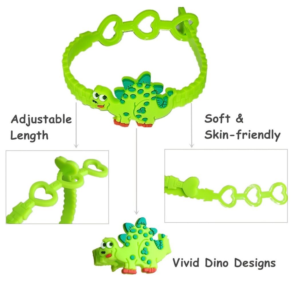 Silikoni rannekorut Jooyapie Dinosaur, eri värejä, 24 kpl. hinta ja tiedot | Poikien lelut | hobbyhall.fi