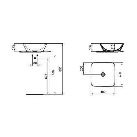 Sisäänrakennettu pesuallas Ideal Standard Connect Air, 40x40 cm hinta ja tiedot | Pesualtaat | hobbyhall.fi