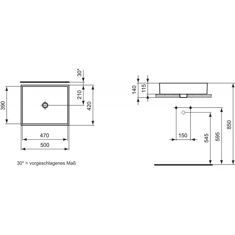 Sisäänrakennettu pesuallas Ideal Standard Strada, 50x42 cm, valkoinen. K077601 hinta ja tiedot | Pesualtaat | hobbyhall.fi