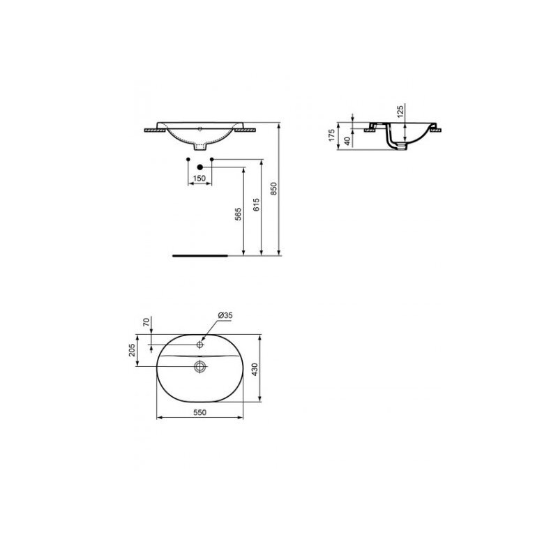 Upotettu pesuallas Ideal Standard Connect Oval 55x43 cm, valkoinen. E503901 hinta ja tiedot | Pesualtaat | hobbyhall.fi