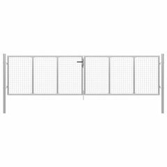 vidaXL Puutarhaportti galvanoitu teräs 415x150 cm hopea hinta ja tiedot | Aidat ja tarvikkeet | hobbyhall.fi