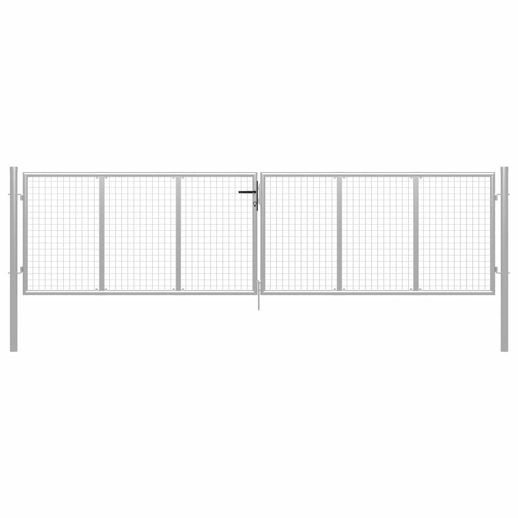 vidaXL Puutarhaportti galvanoitu teräs 415x150 cm hopea hinta ja tiedot | Aidat ja tarvikkeet | hobbyhall.fi