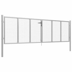 vidaXL Puutarhaportti galvanoitu teräs 415x150 cm hopea hinta ja tiedot | Aidat ja tarvikkeet | hobbyhall.fi