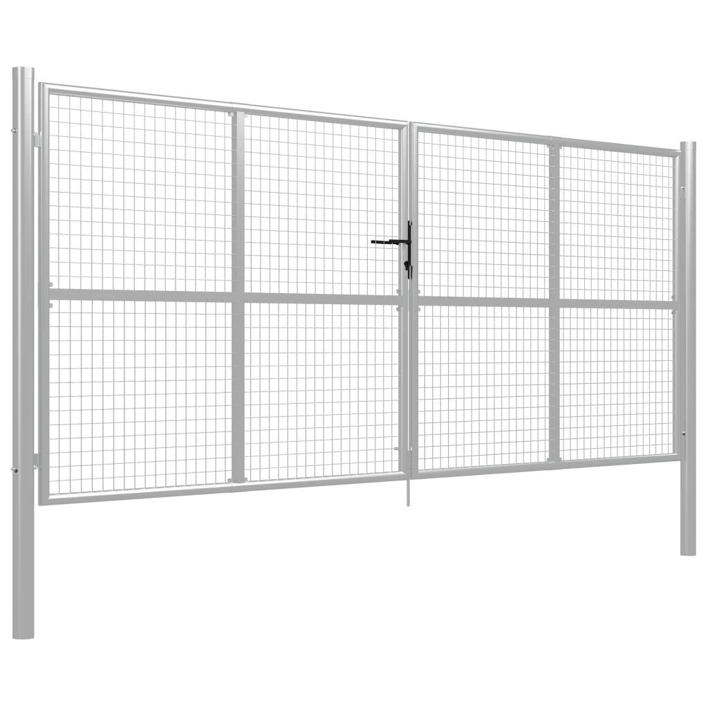 vidaXL Puutarhaportti galvanoitu teräs 415x200 cm hopea hinta ja tiedot | Aidat ja tarvikkeet | hobbyhall.fi