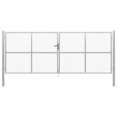 vidaXL Puutarhaportti galvanoitu teräs 415x200 cm hopea hinta ja tiedot | Aidat ja tarvikkeet | hobbyhall.fi