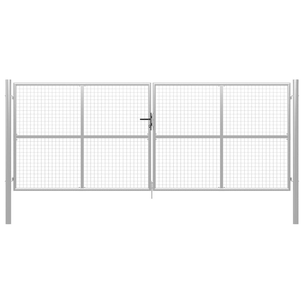 vidaXL Puutarhaportti galvanoitu teräs 415x200 cm hopea hinta ja tiedot | Aidat ja tarvikkeet | hobbyhall.fi