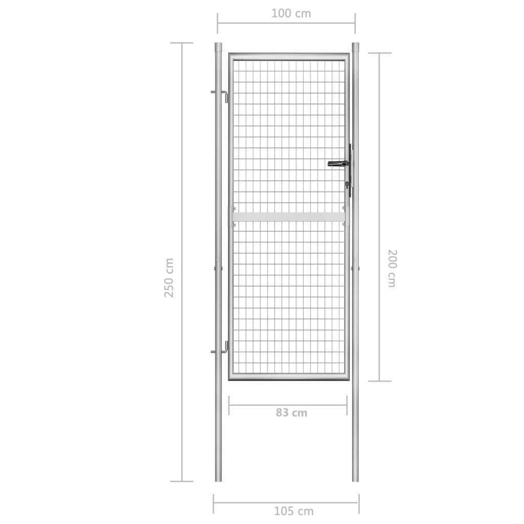 vidaXL Puutarhaportti galvanoitu teräs 105x250 cm hopea hinta ja tiedot | Aidat ja tarvikkeet | hobbyhall.fi