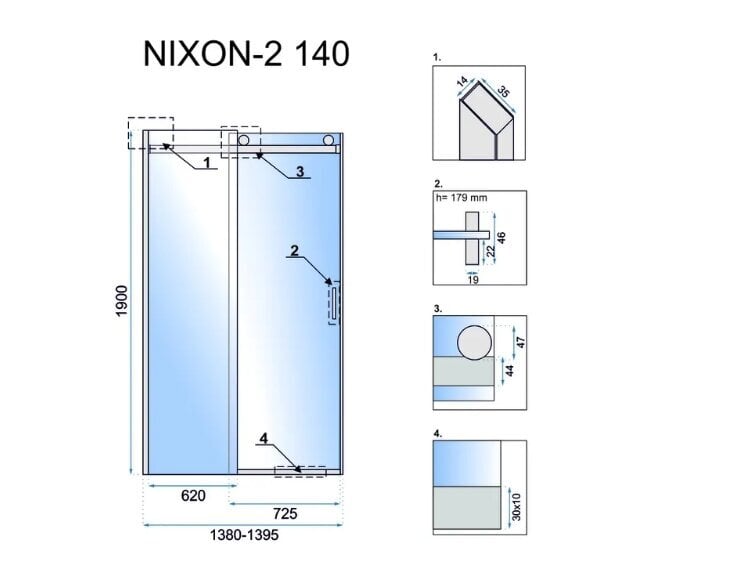 Rea Nixon-2 140 suihkuovi - vasemmanpuoleinen ovi hinta ja tiedot | Suihkuseinät ja -ovet | hobbyhall.fi