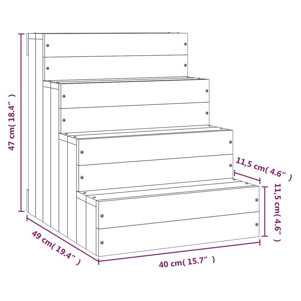 vidaXL Lemmikkiportaat 40x49x47 cm täysi mänty hinta ja tiedot | Pedit ja pesät | hobbyhall.fi